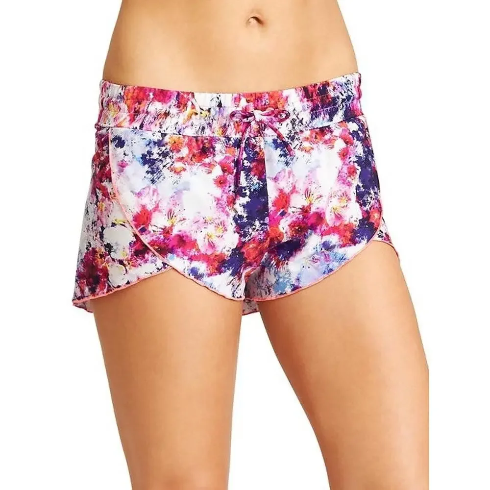 Athleta Kailua Petal Womens Swim Shorts S Violet Elastic Waist Lightweight Lined